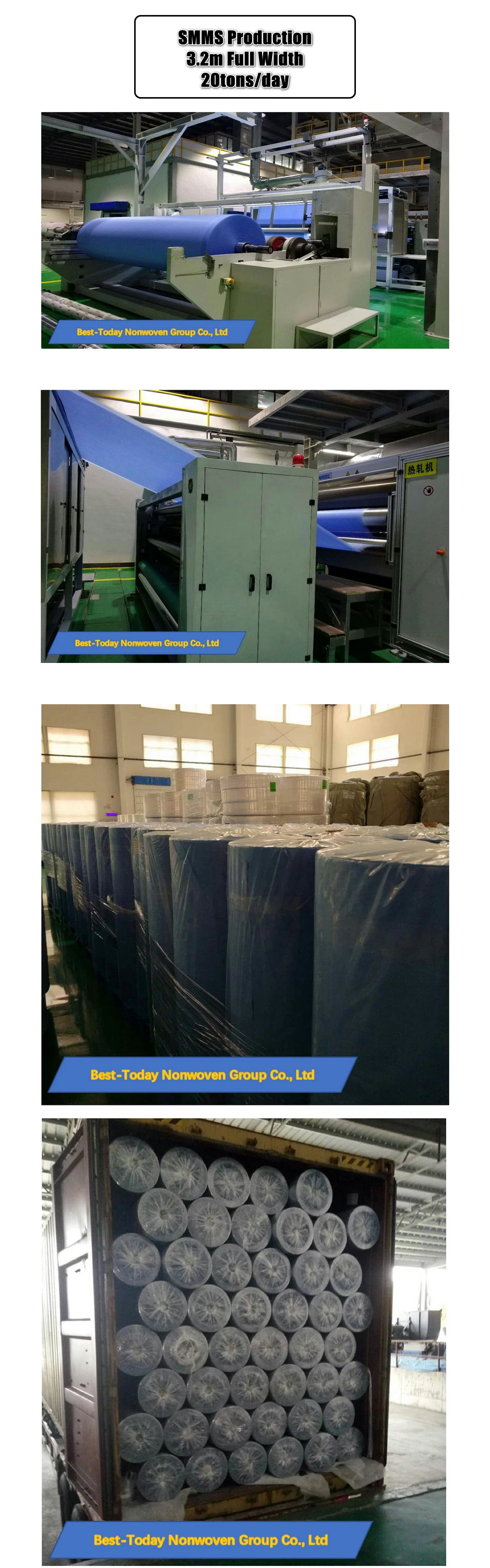 Surgical Gown Isolation Material Polypropylene Spunbond Melt-Blown Spunbond SMS Nonwoven Fabric in Stock